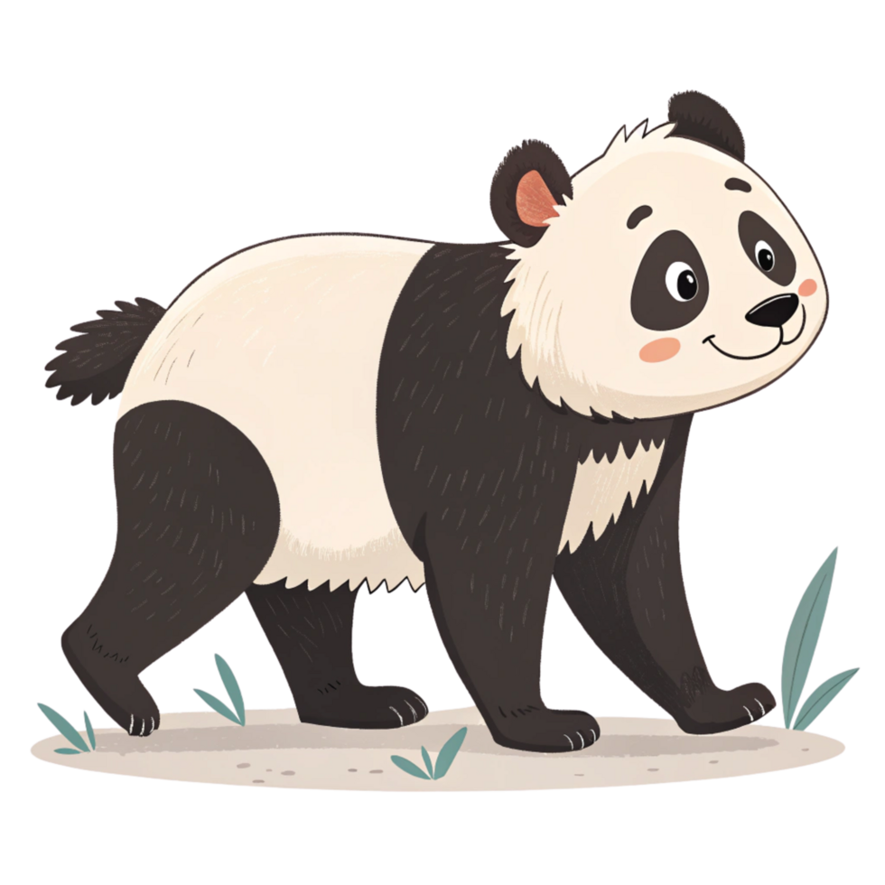 A cartoon of a panda isolated on transparent background png