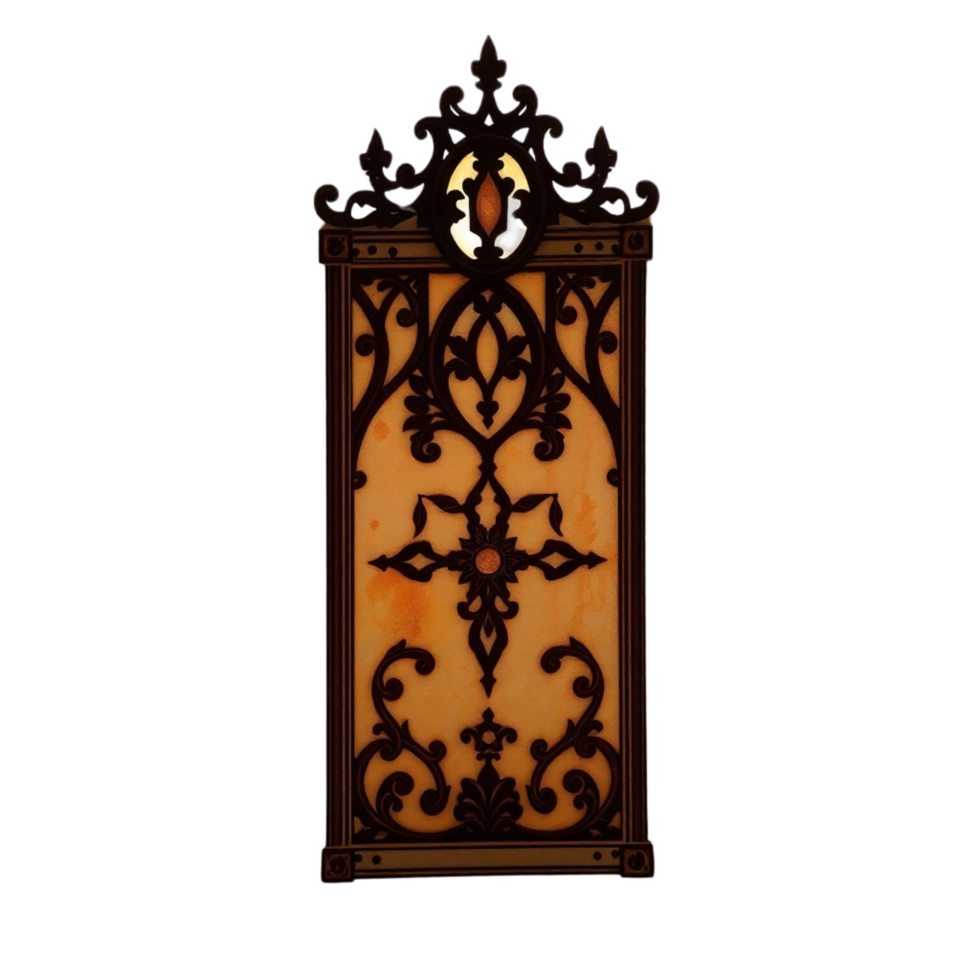 A whimsical Tarot card-featuring a beautiful, ornate card with intricate Gothic details isolated on a transparent background png