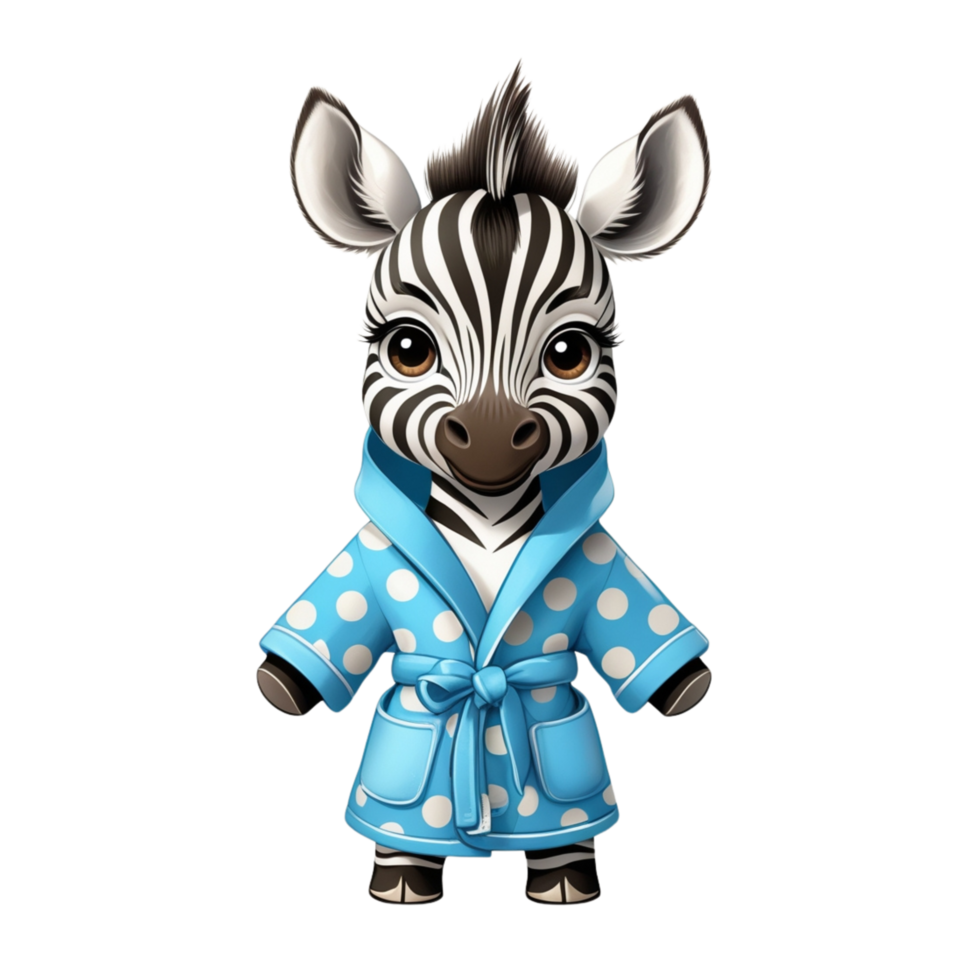 cartoon zebra wearing a blue robe isolated on a transparent background png