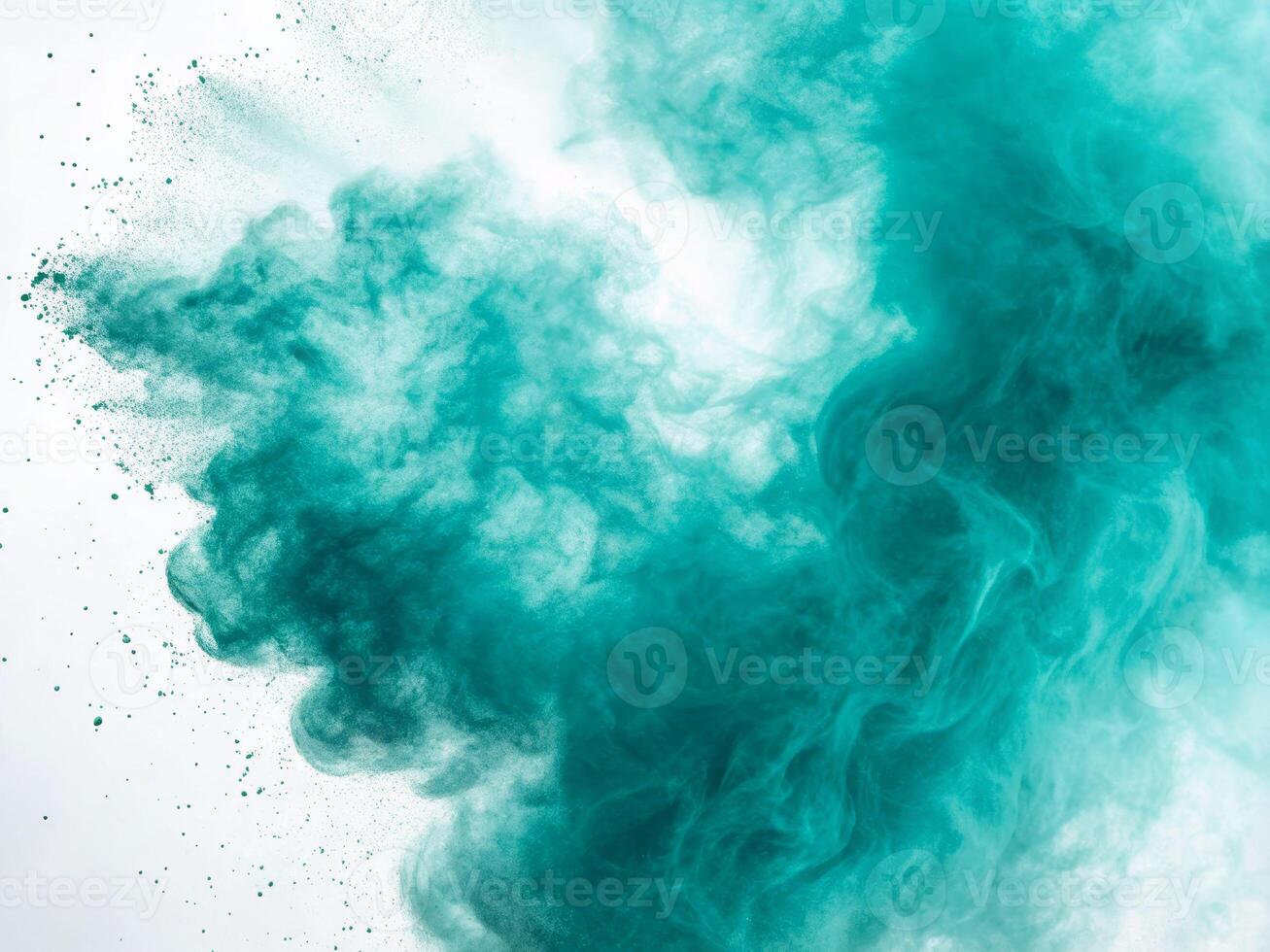 Mesmerizing particle swirl of teal powder abstract art digital environment close-up view conceptual design photo