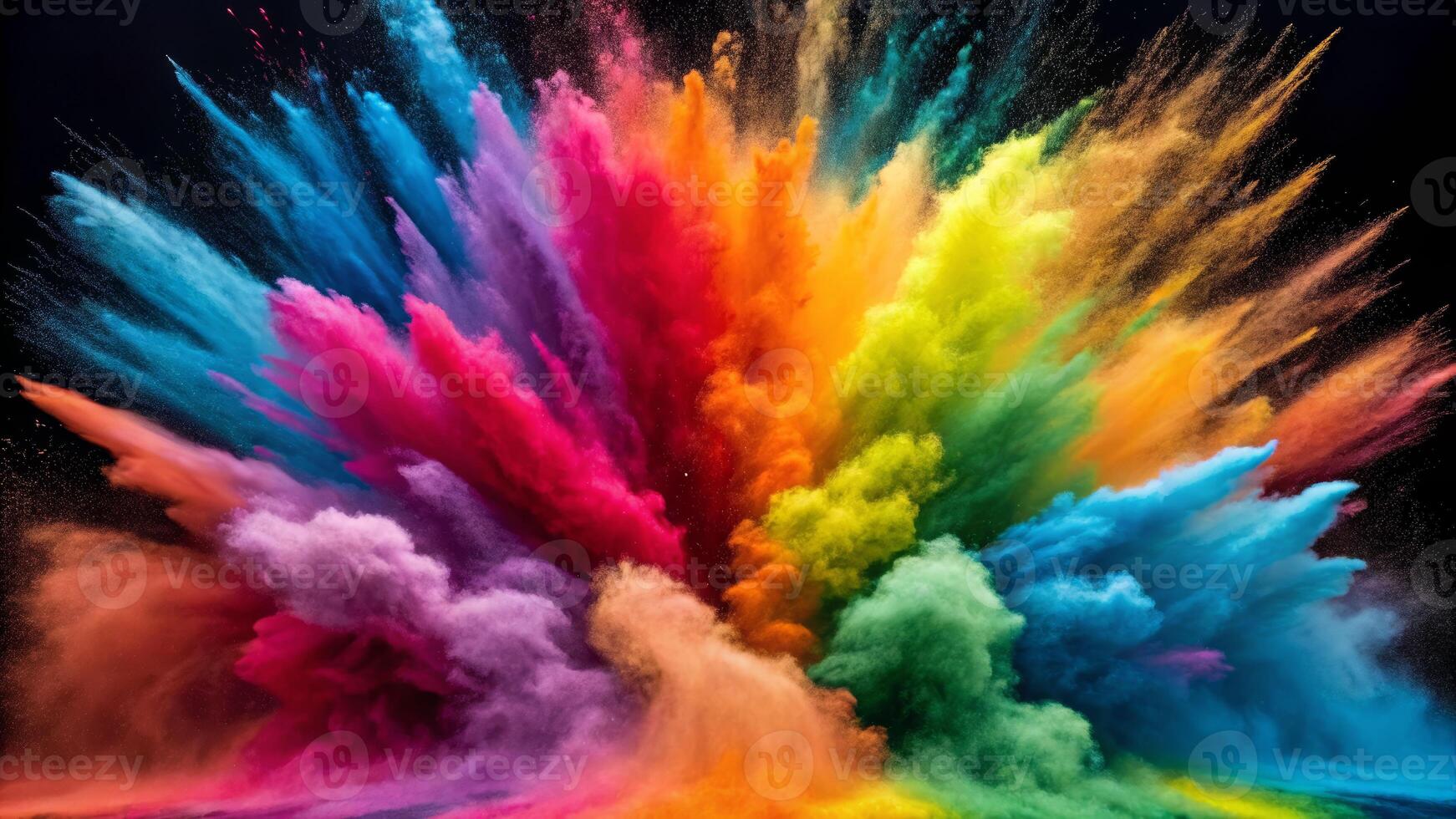 Kaleidoscopic explosion of color vibrant particles dynamic art studio setting breathtaking view creative concept photo