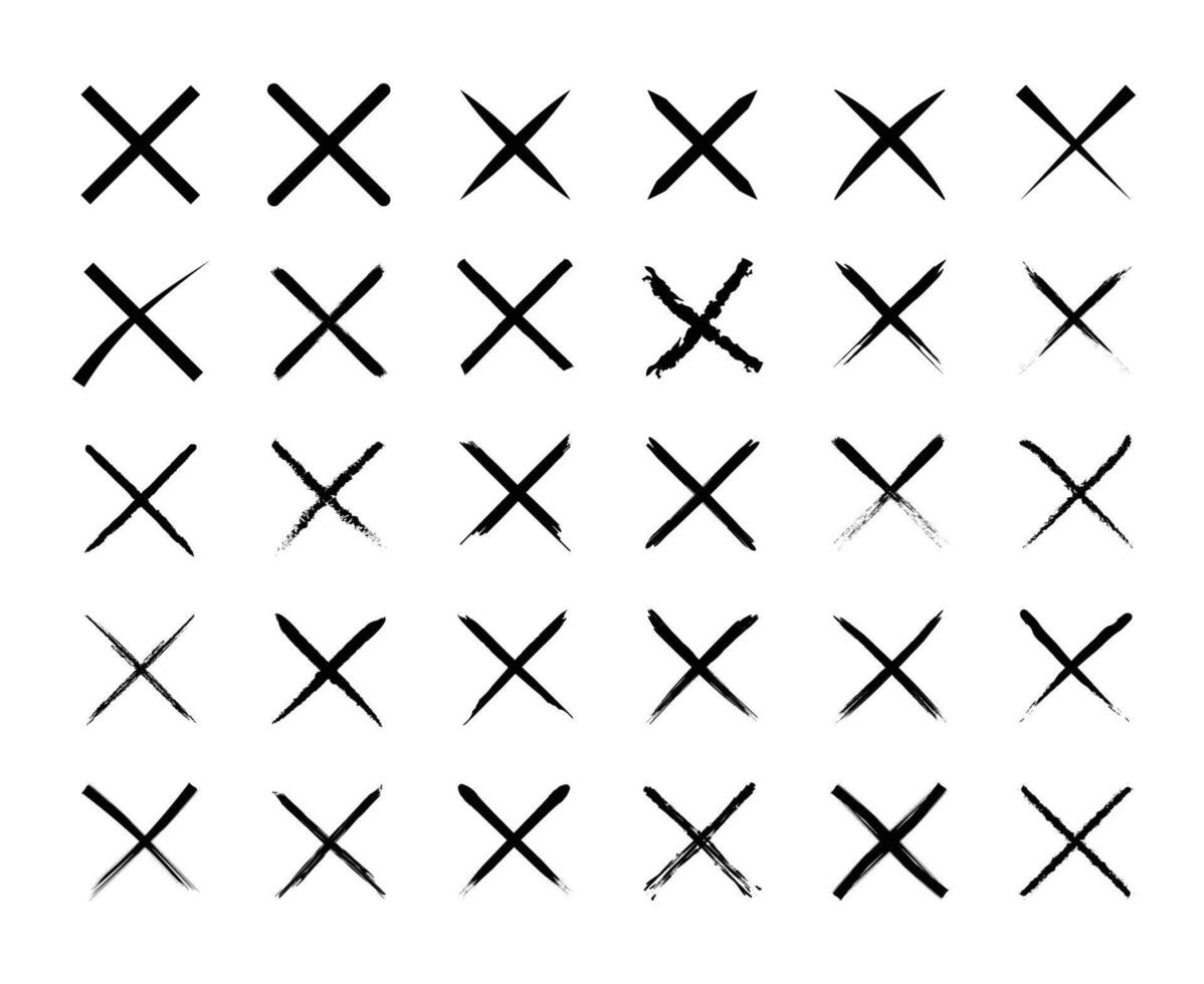 Cross Marks Tick Icon Set, No or Rejection Mark Collection vector