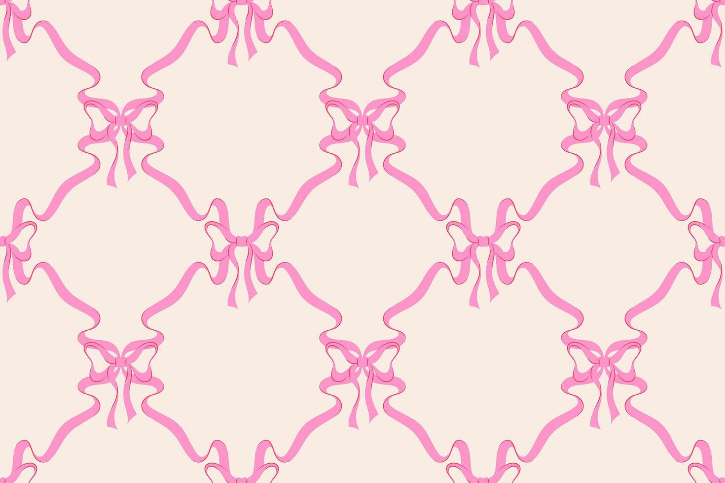 Coquette seamless pattern, print. Pink bows. Trendy hand drawn design vector
