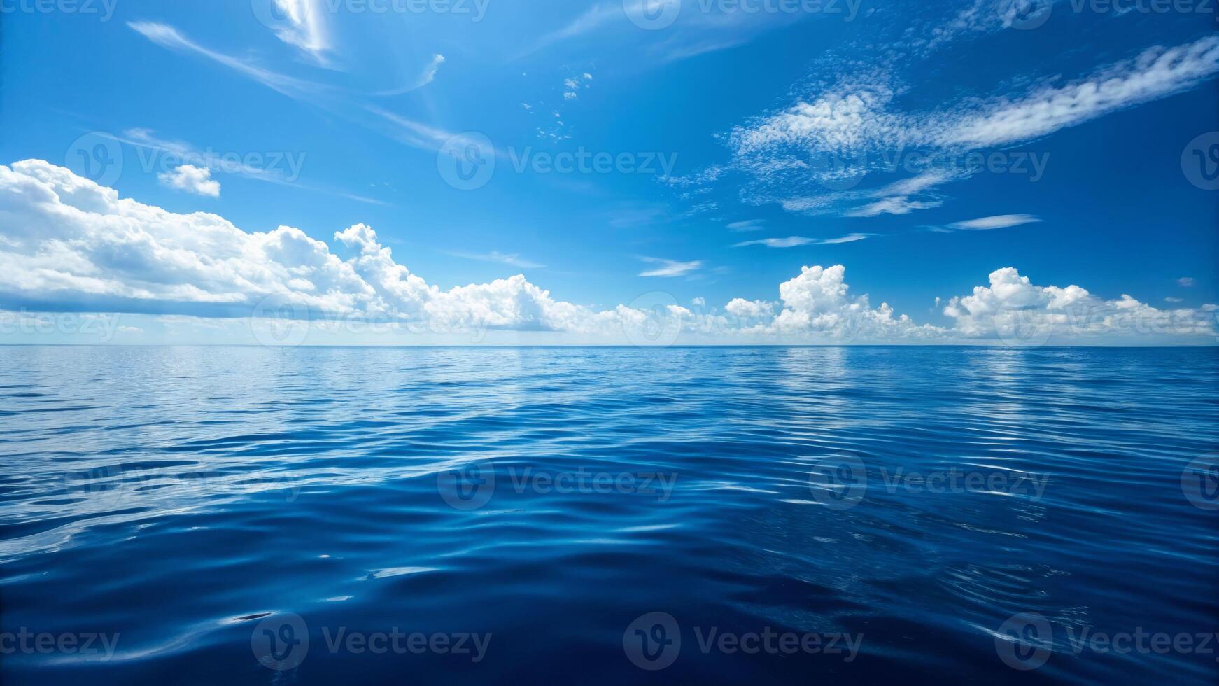 Panoramic view of tranquil deep blue waters coastal horizon nature photography serene atmosphere photo