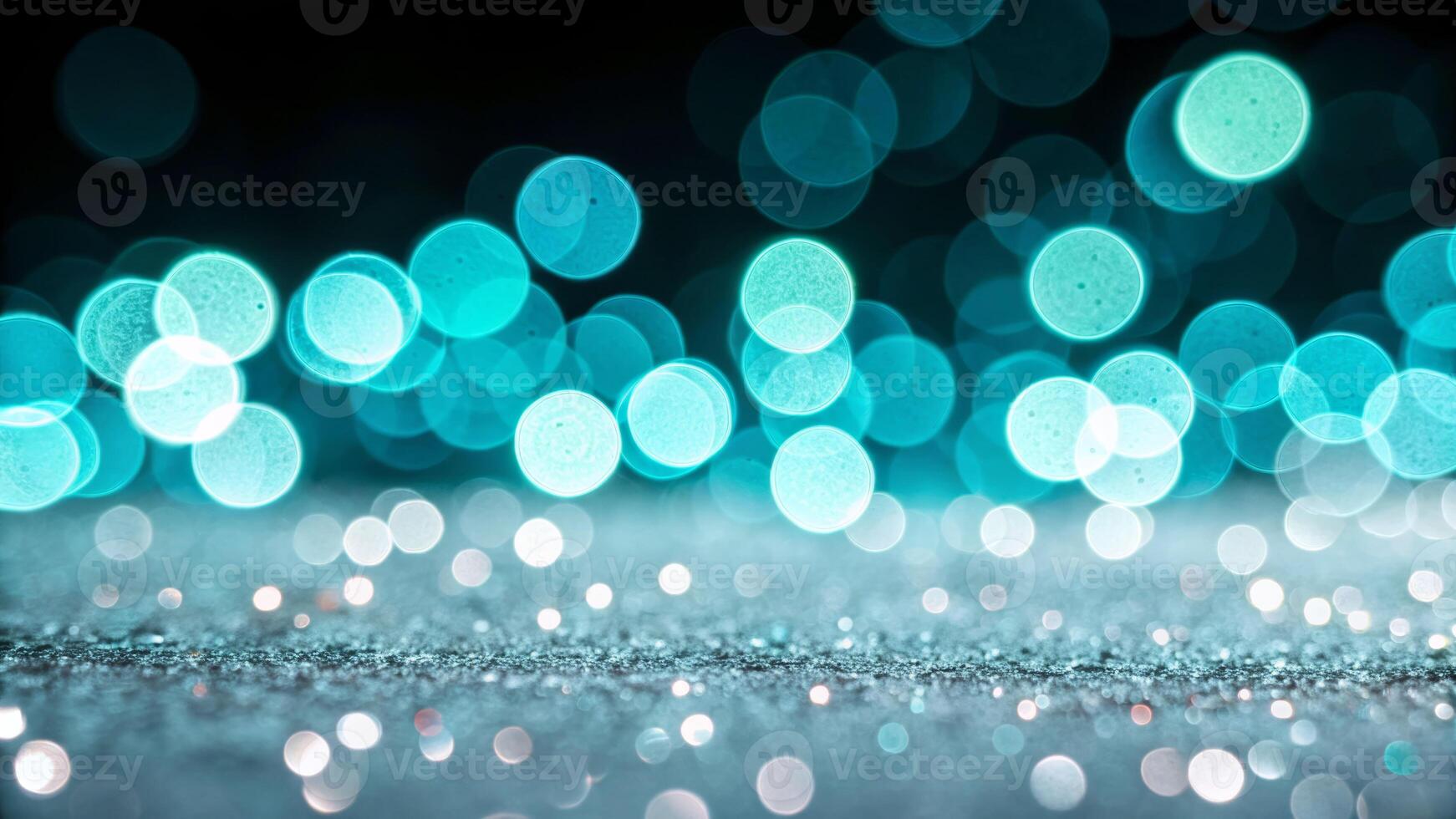 Vibrant close-up of glowing cyan bokeh circles studio setting abstract art soft focus dreamy aesthetic photo
