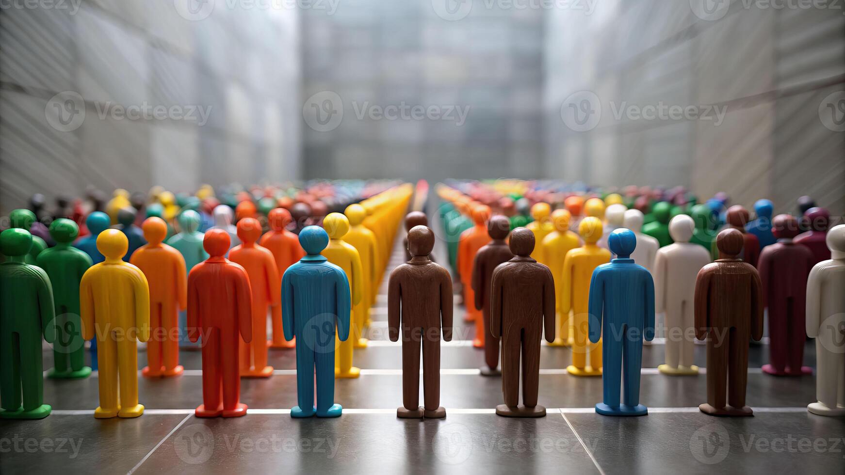 Vitality in unity mass gathering of diverse figures in an urban setting inspiring connection and community photo