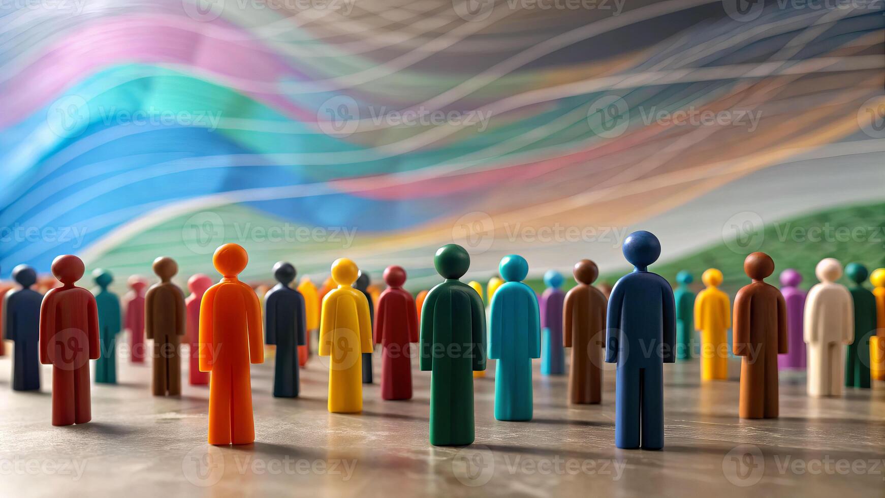 Celebrating vitality at a mass gathering of diverse figures representing unity urban setting people vibrant atmosphere photo