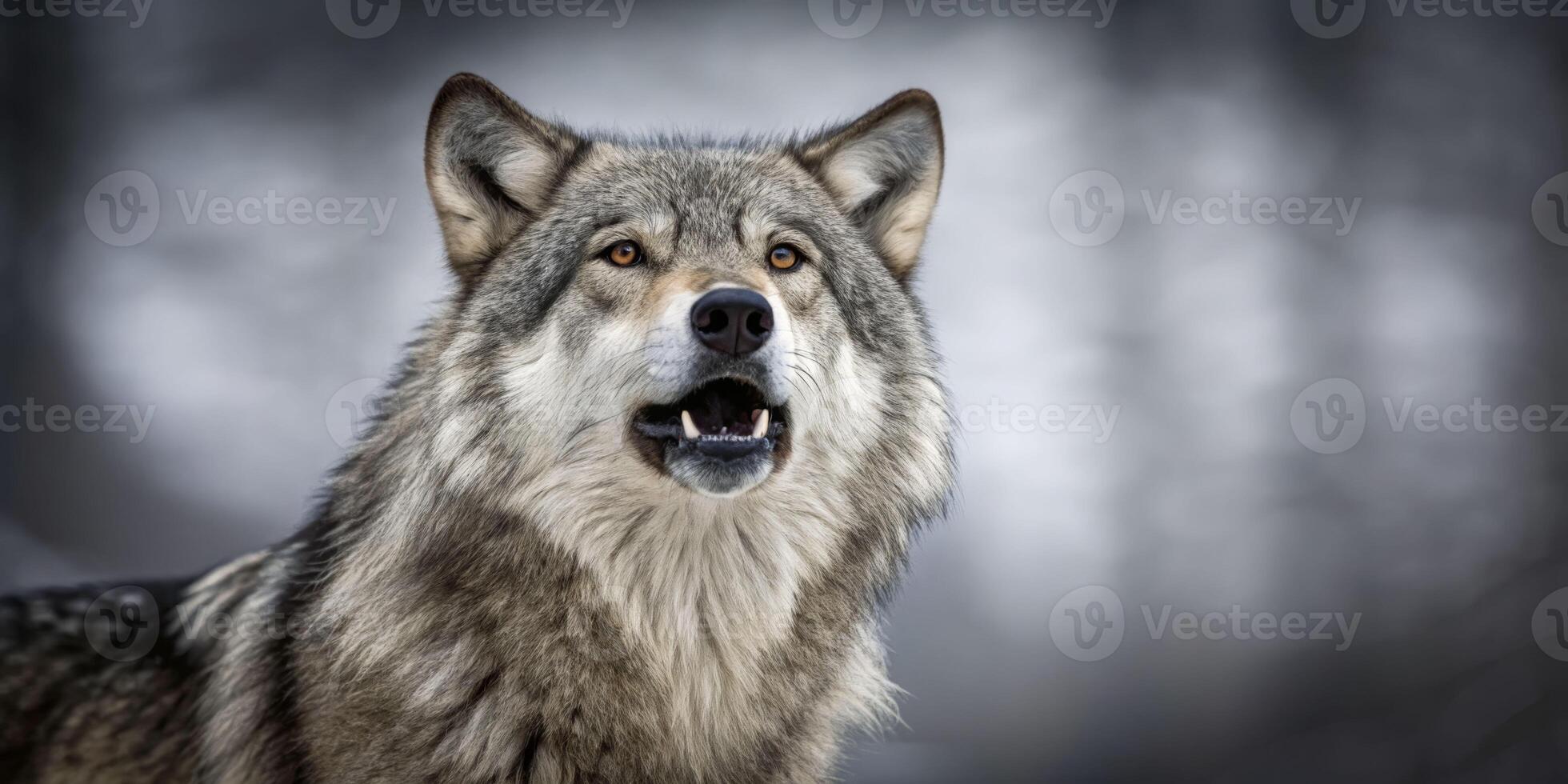 Summertime wolf howling in nature wilderness environment captured photograph majestic canine displaying emotion photo