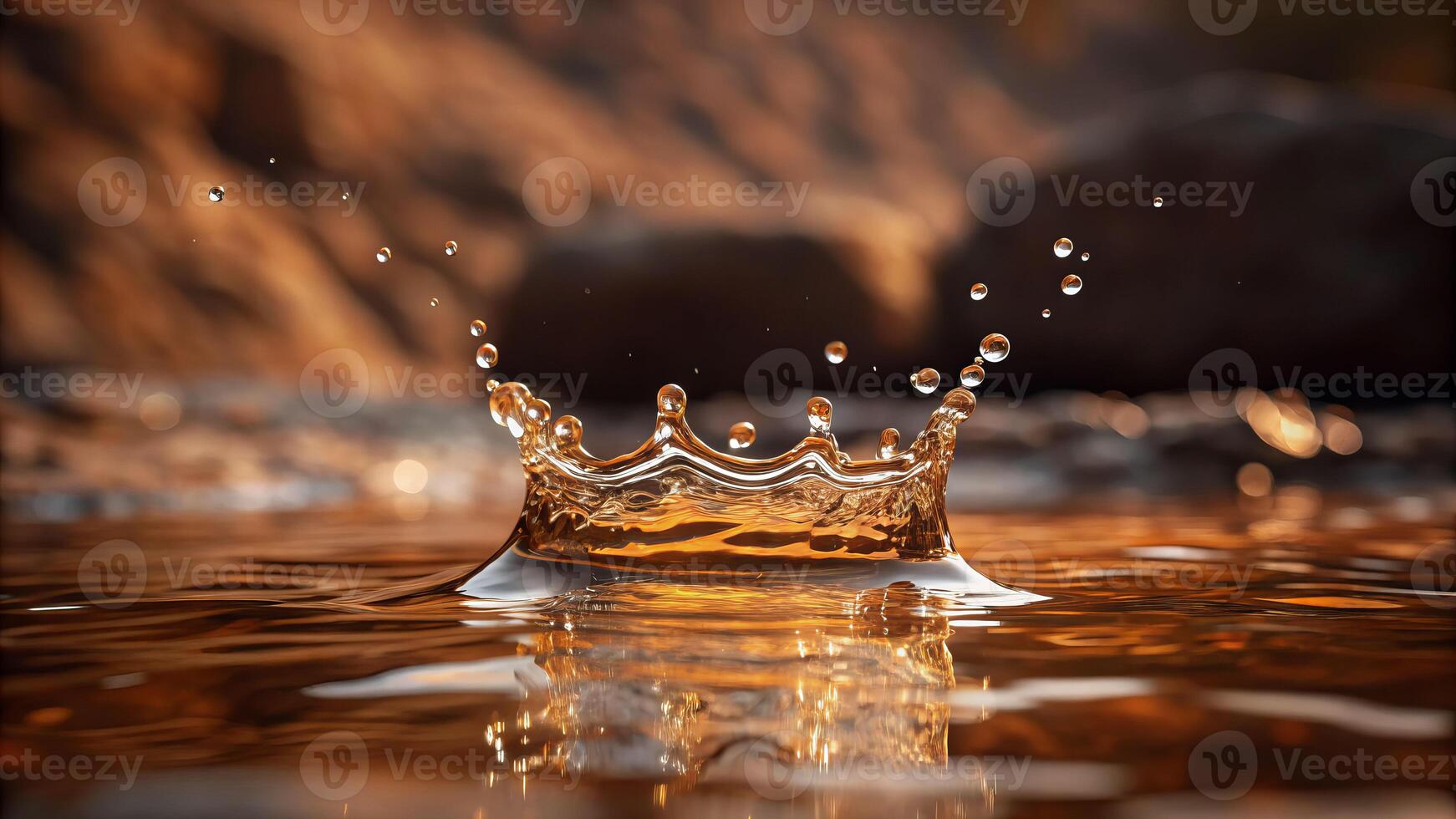 Splashing vitality a close-up of a crown-like water drop nature's serenity outdoor macro perspective photo