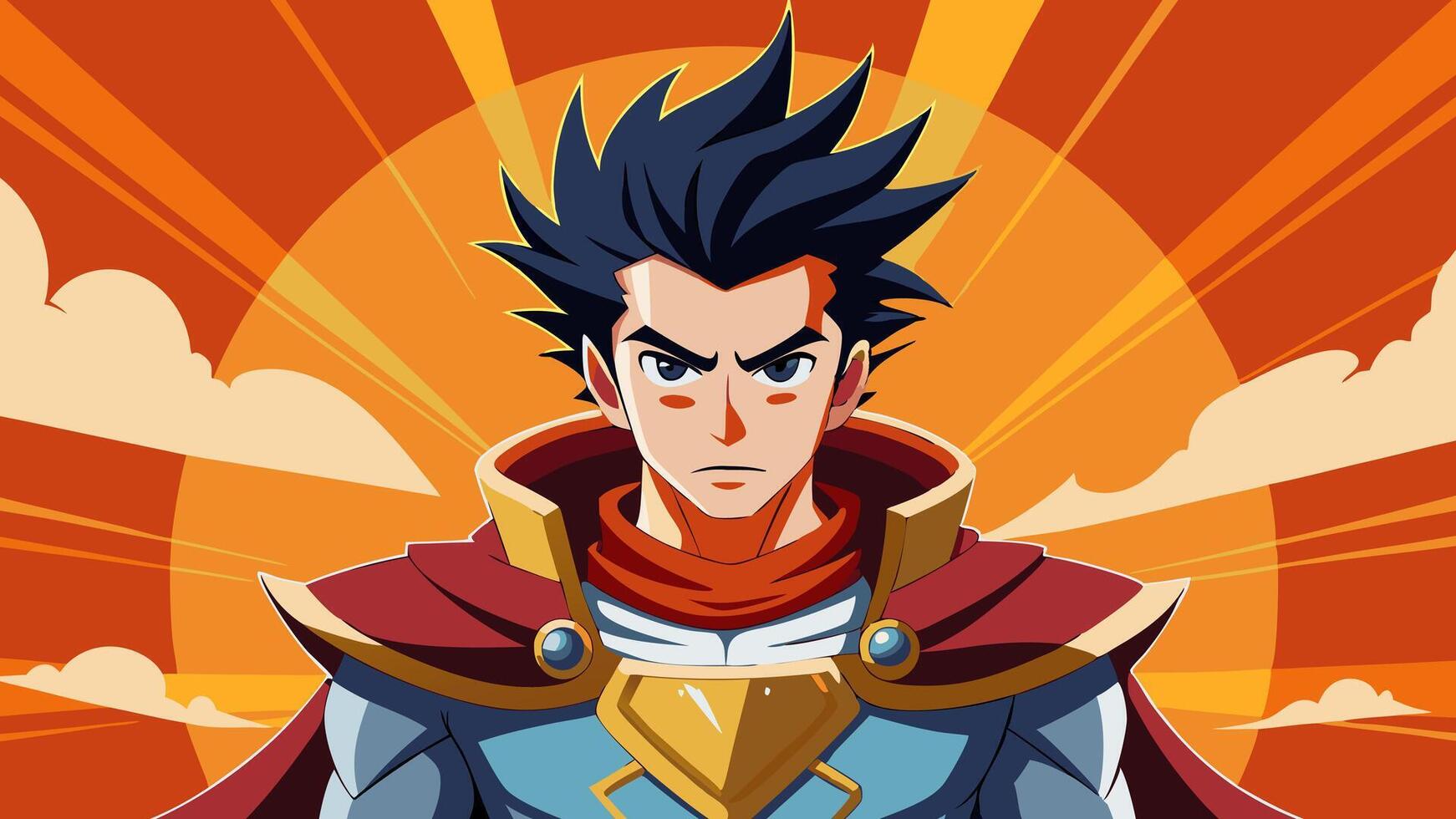 Anime character with black hair and blue eyes vector