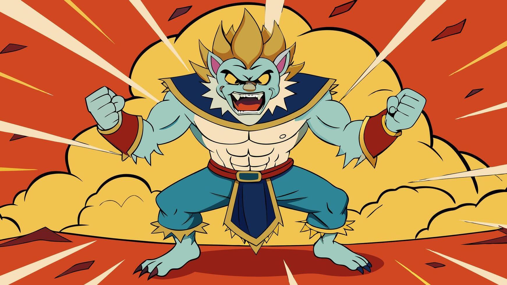 An illustration of a cartoon character with a sword vector