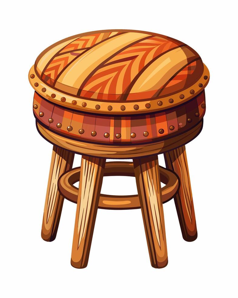illustration of a wooden stool isolated on white background vector