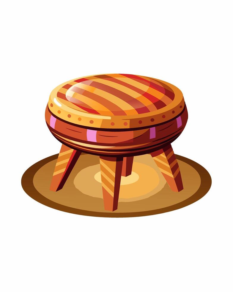 Wooden stool with wooden legs on a white background vector
