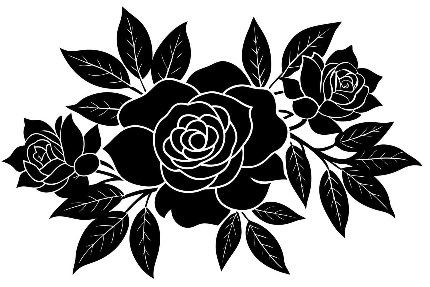 Black and white rose clip art vector