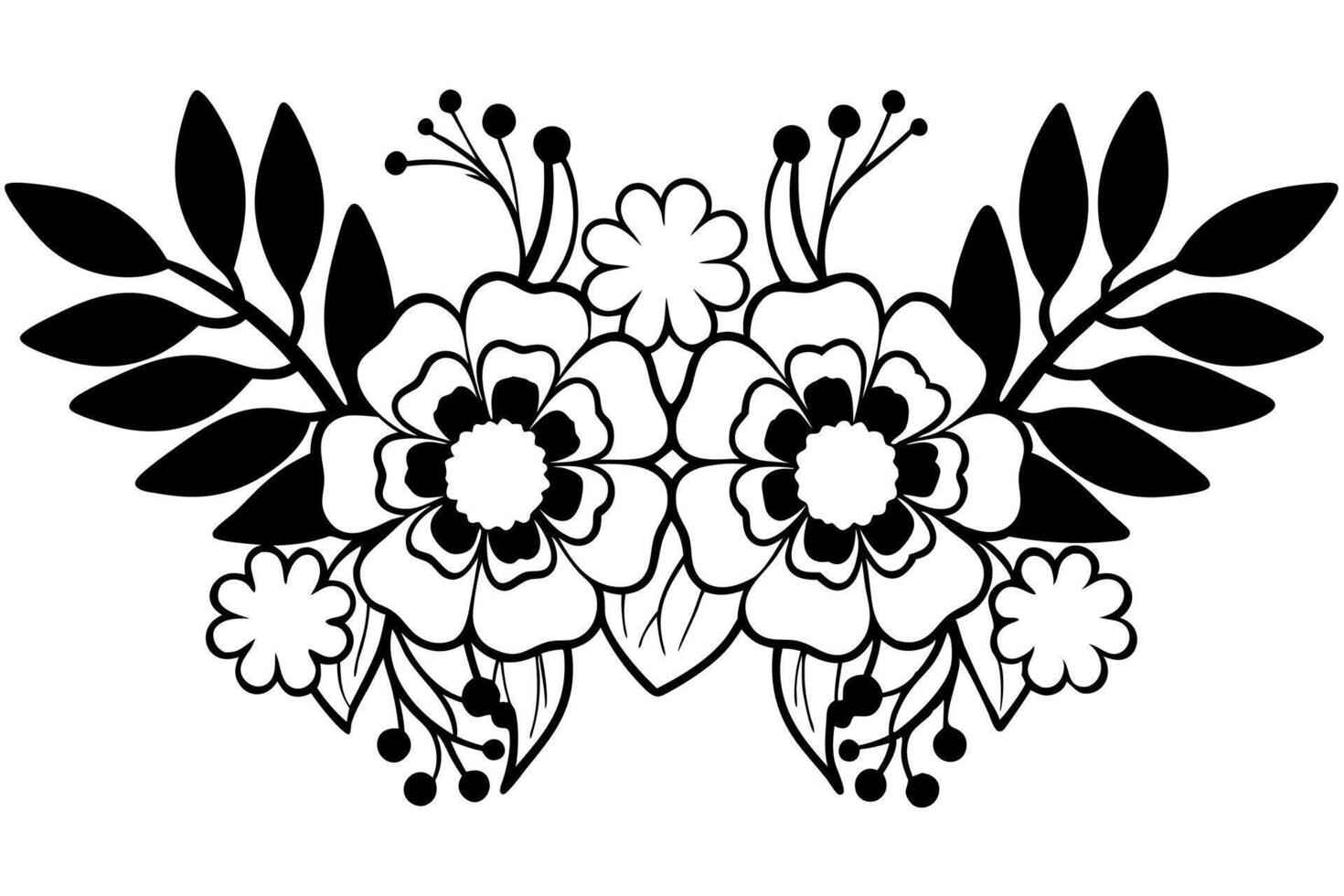 A black and white floral design on a white background vector