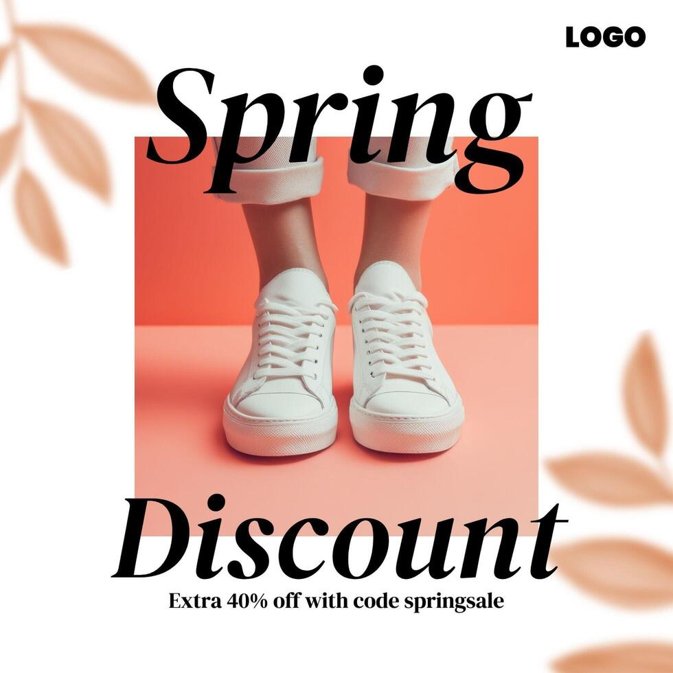 Minimalist Peach Spring Discount Instagram Post template