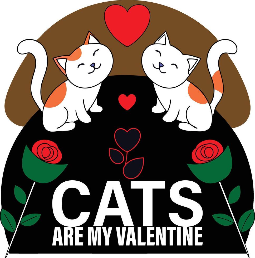cats are my valentine vector