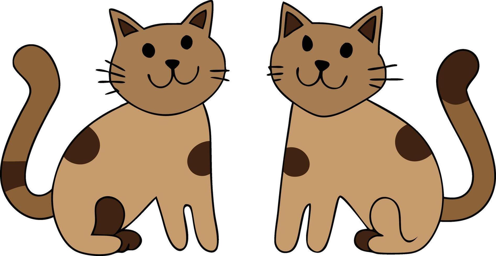 two brown cats sitting side by side on a white background vector