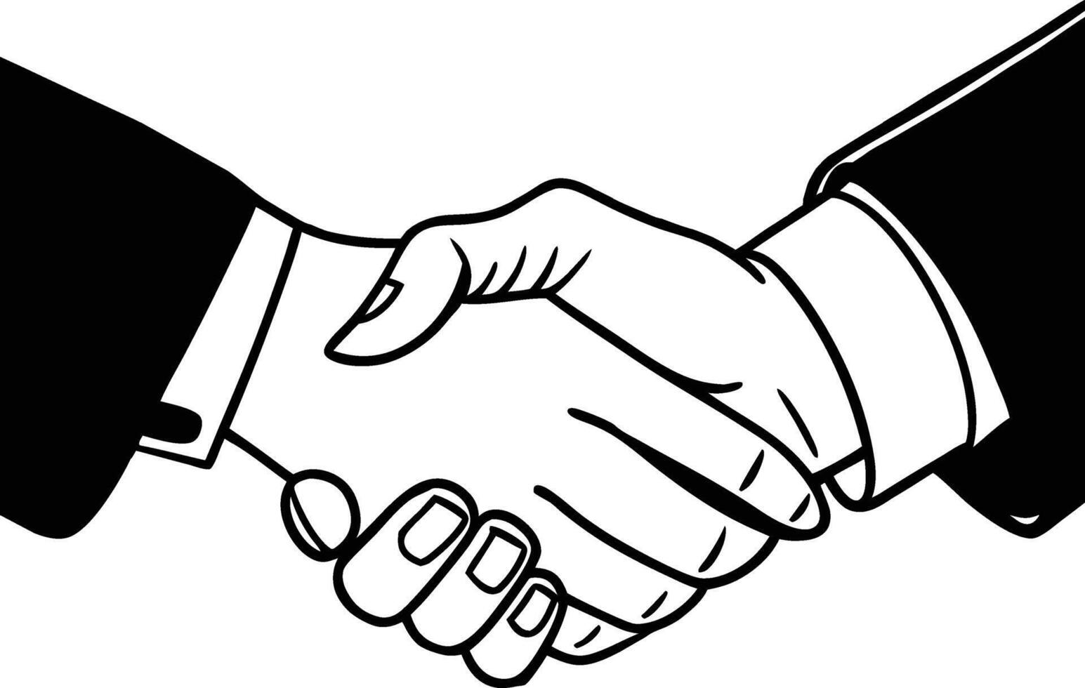 a black and white illustration of two people shaking hands vector