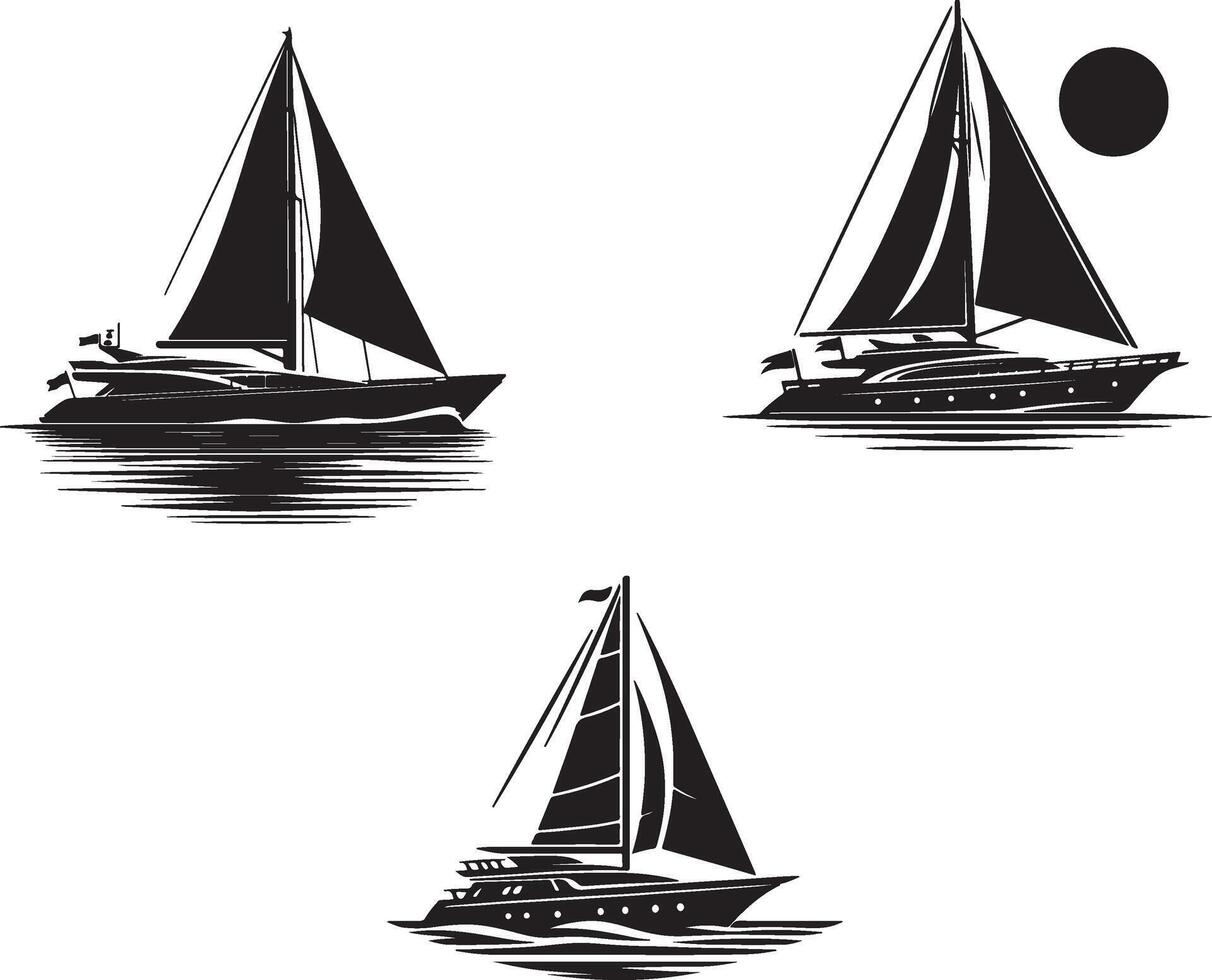 Four sailboats in different positions on the water vector