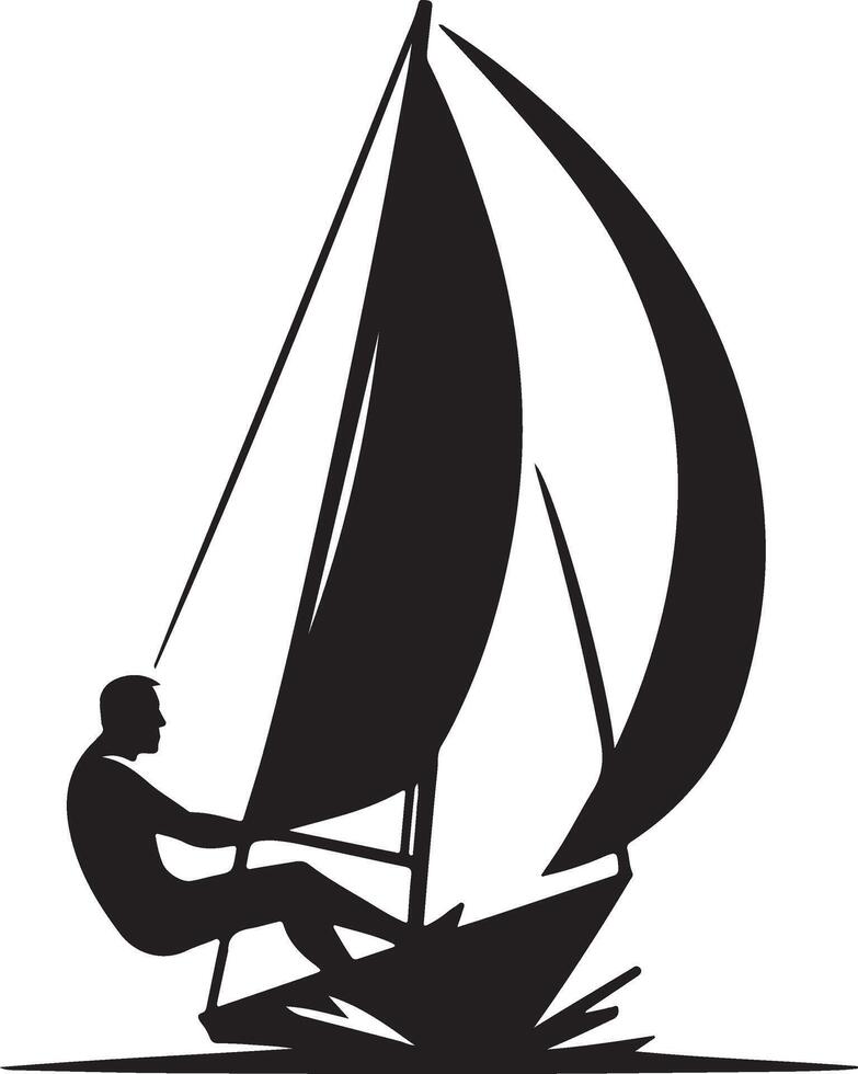 Sailor sailing boat silhouette illustration vector