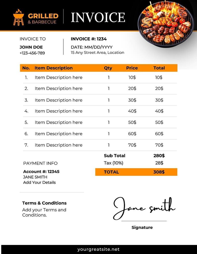 Catering Invoice Design  template