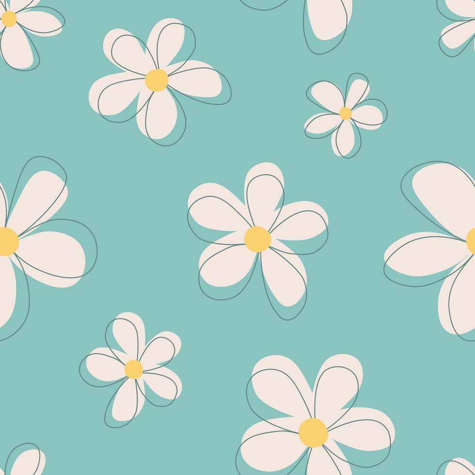 Seamless pattern with abstract flowers. Simple floral vintage texture vector