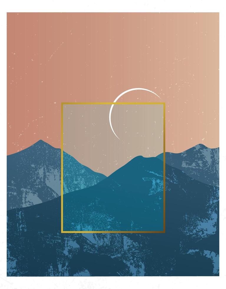 Moonlit Peaks in Evening Glow vector