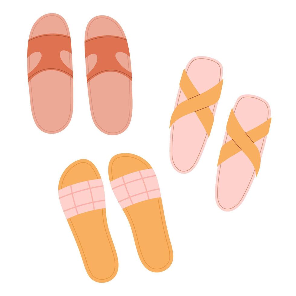 Summer sandals set top view vector