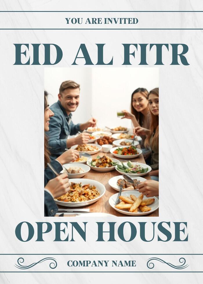 White Eid Al Fitr Company Open House Invitation template