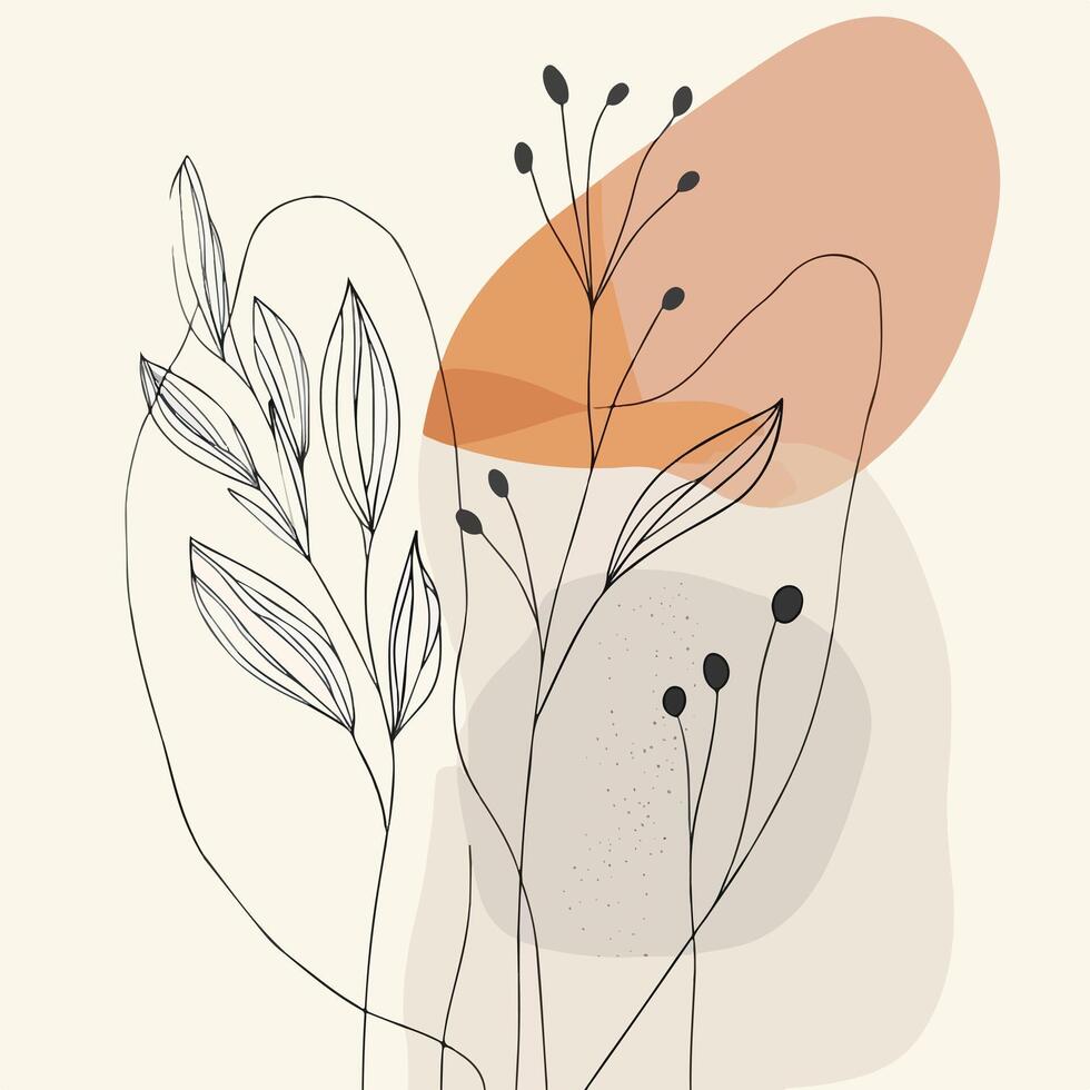 abstract floral illustration with leaves and floral vector