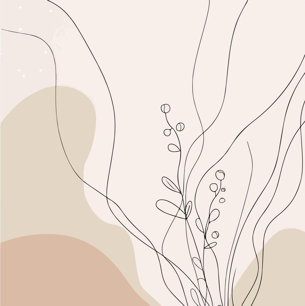 a drawing of a plant with leaves and lines vector