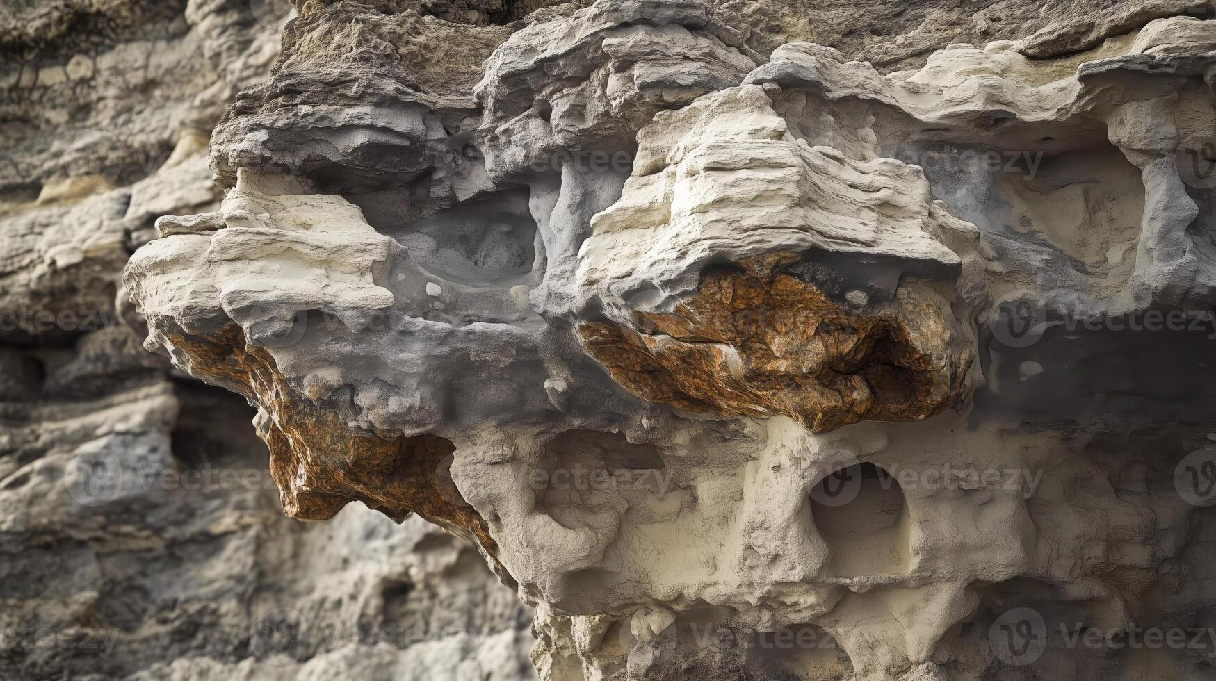 A rock formation with a hole in it photo