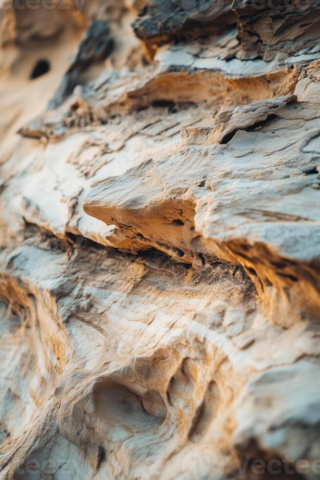A close up of a rock formation in the desert photo
