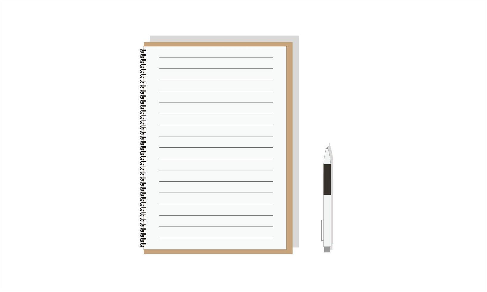 notebook with pen illustration on a white background vector