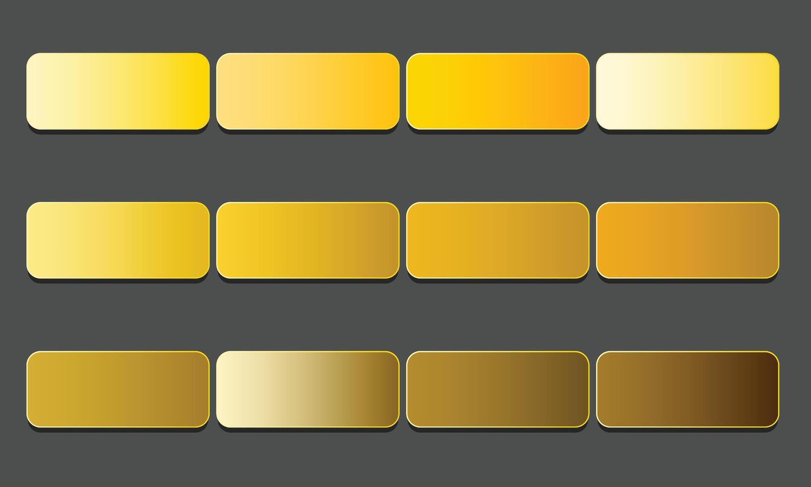 Golden Color Gradients Palette Collection Set vector