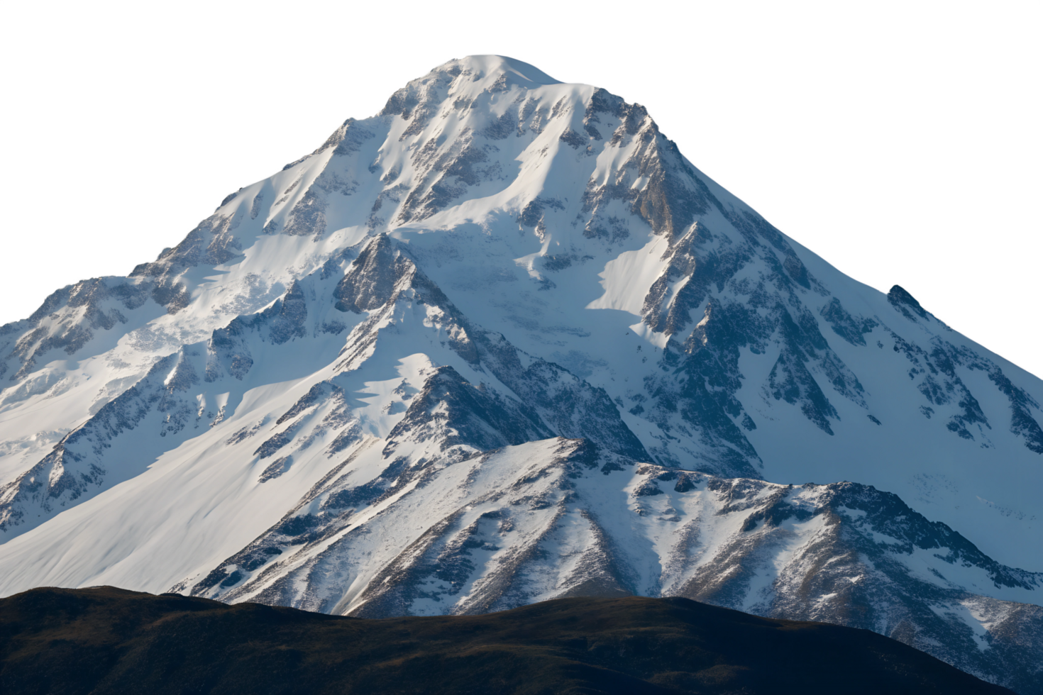 Majestic mountain peak isolated, stunning natural landscape, snow-capped summit, breathtaking view, serene wilderness png