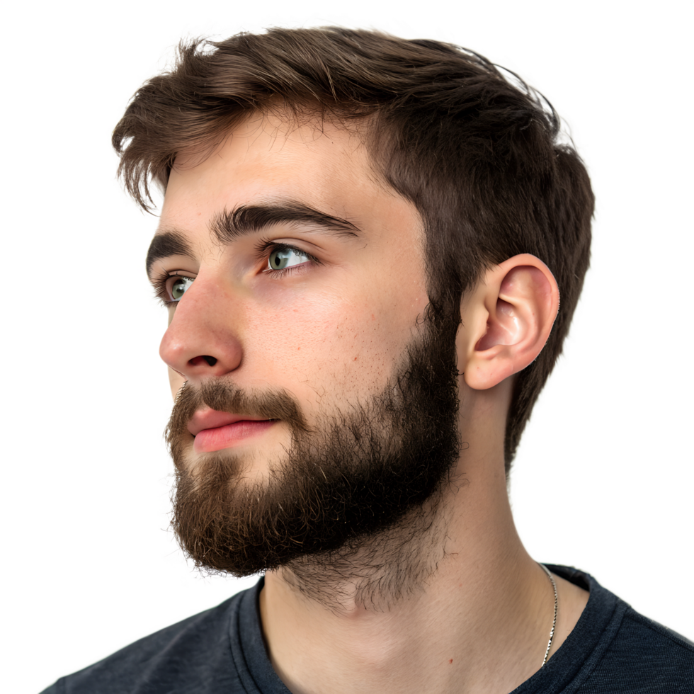 Portrait of a young man with a beard isolated on transparent background png