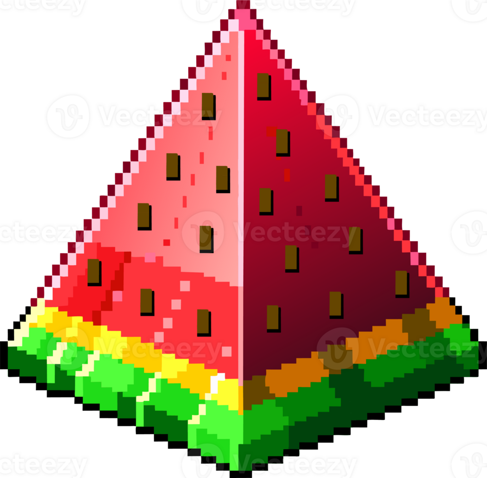 Pixel Art Watermelon Slice Graphic Capture the Refreshing Essence of Summer with this Vibrant Fruit Illustration png