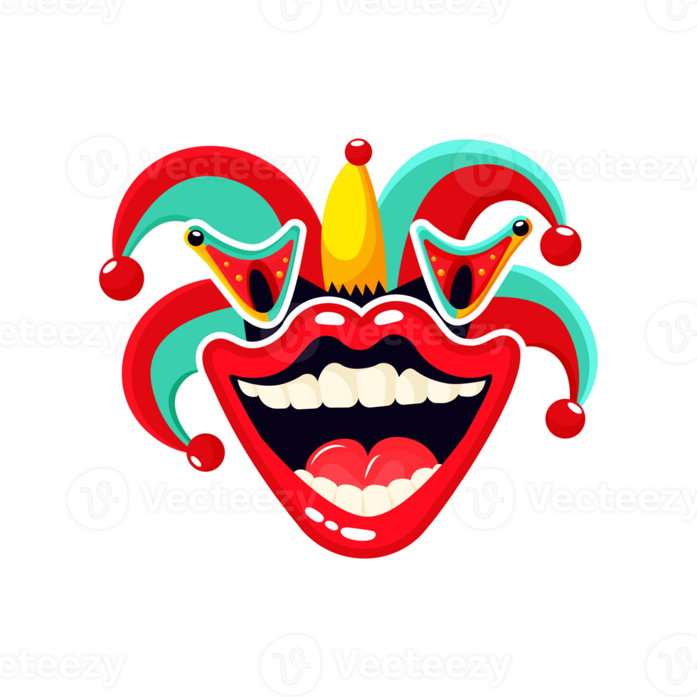 Mouth sticker with teeth for April Fools Day flat illustration isolated on transparent background png