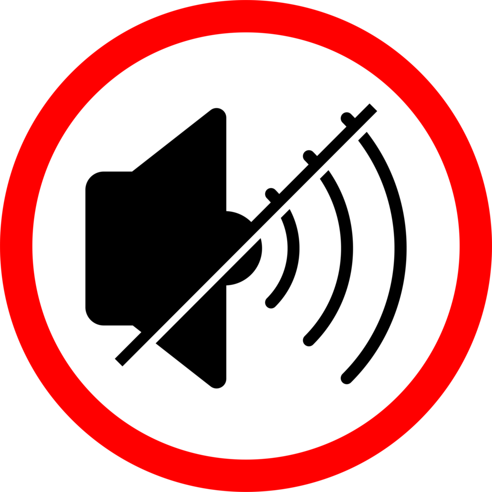 No sound sign indicating silence zone or no sound area sign and mute. mute sign. volume off. silent icon. no sound area png