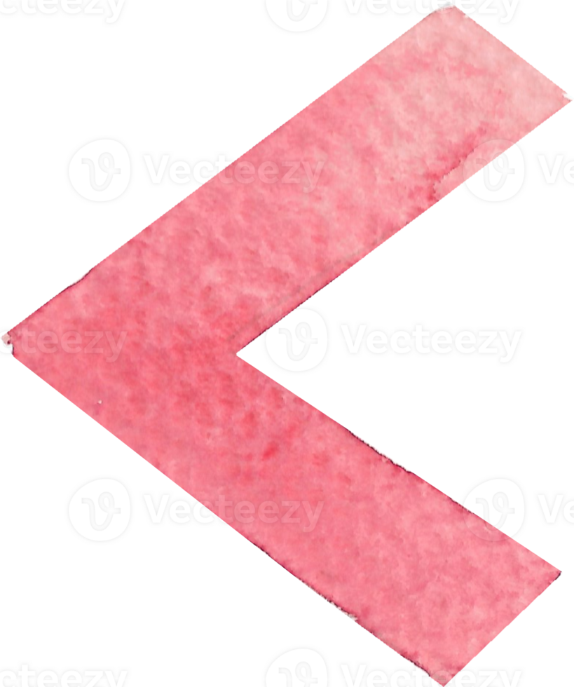 Numeric Less Than or Less Than symbol that is drawn and painted by hand in light red watercolor of fine art style png