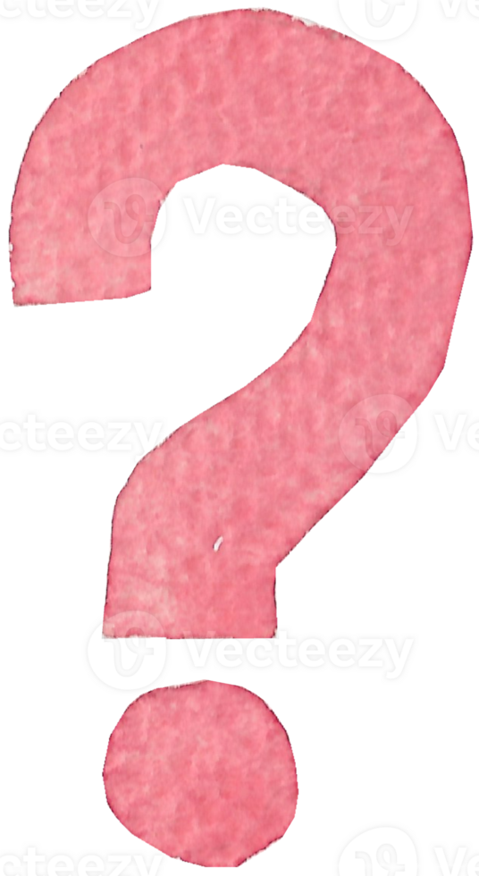 Numeric Question or Question symbol that is drawn and painted by hand in light red watercolor of fine art style png
