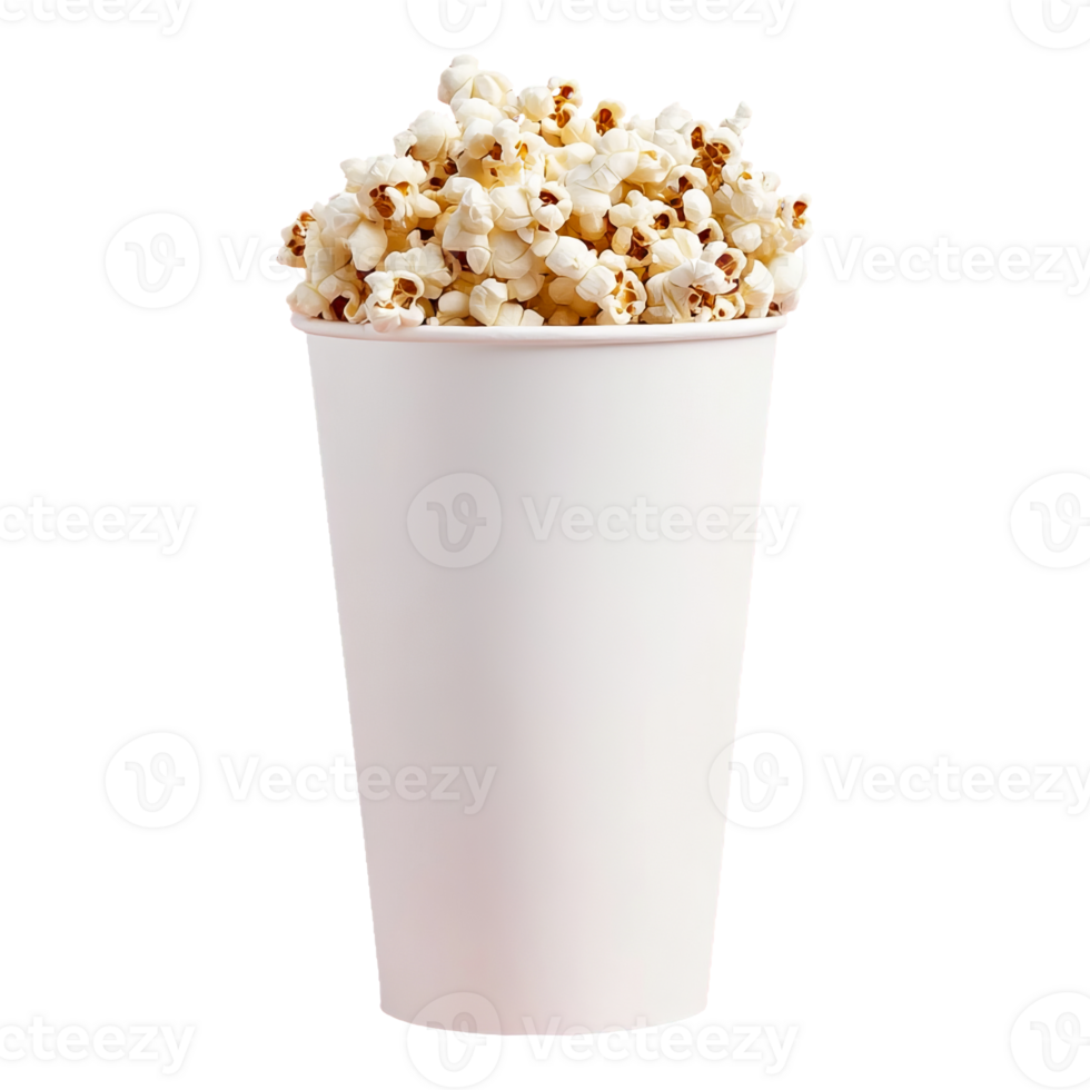 Popcorn in a large white cardboard bucket. png