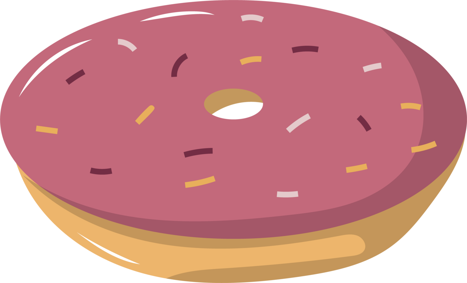 Illustration of a Pink Frosted Donut png