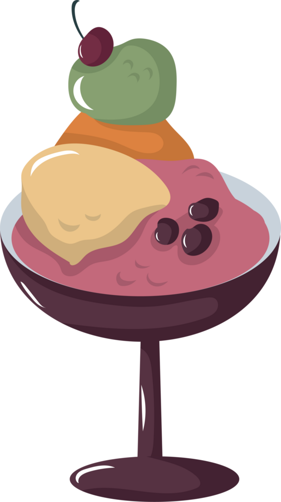 Colorful Ice Cream Sundae Illustration png