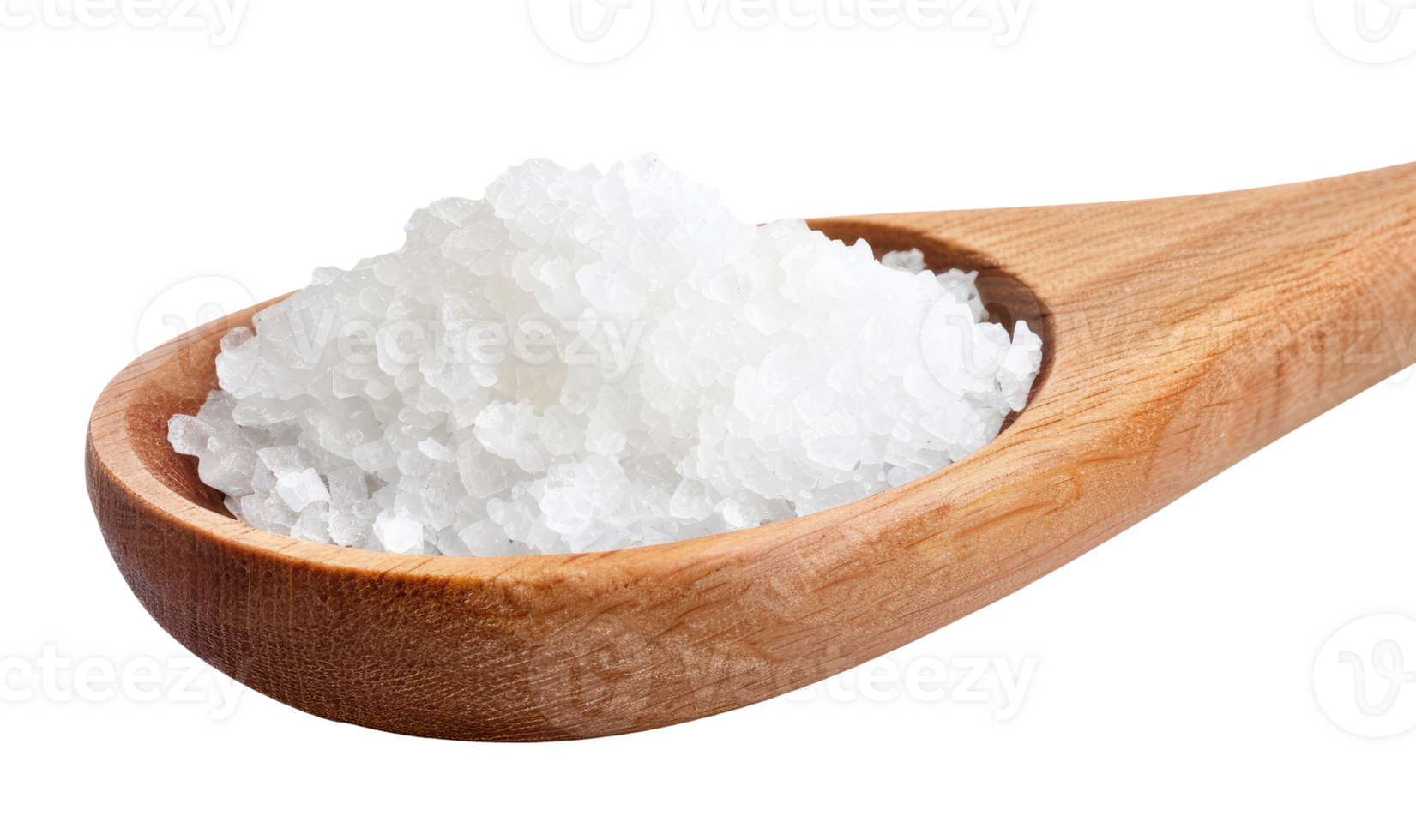 Wood spoon with salt closeup png