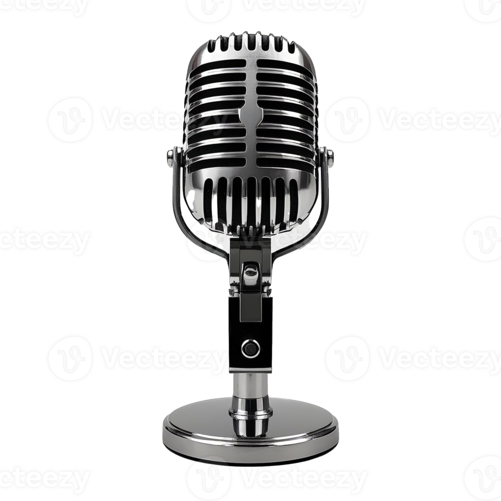 Stylish Retro Microphone On Black Background For Studio Use Isolated On Transparent Background png