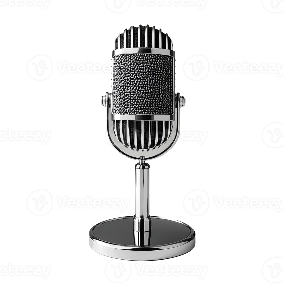 Professional Vintage Microphone Isolated On Transparent Background png
