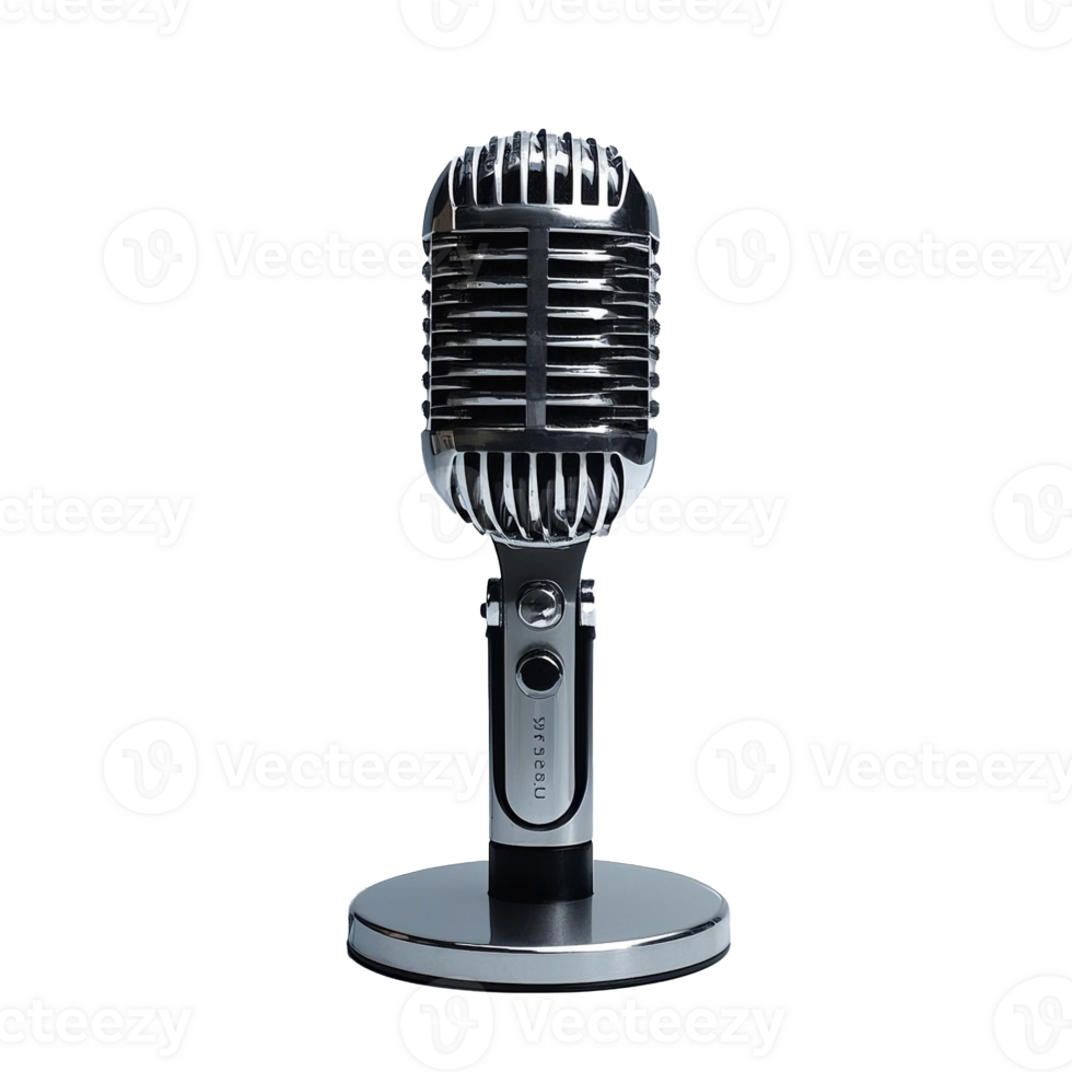 Stylish Vintage Style Microphone On A Stand Isolated On Transparent Background png